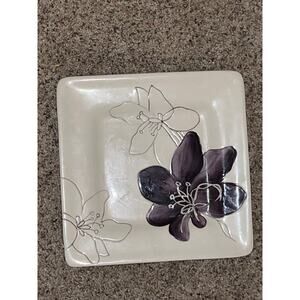 Anna Plum by Laurie Gates SALAD Plate Purple Flower